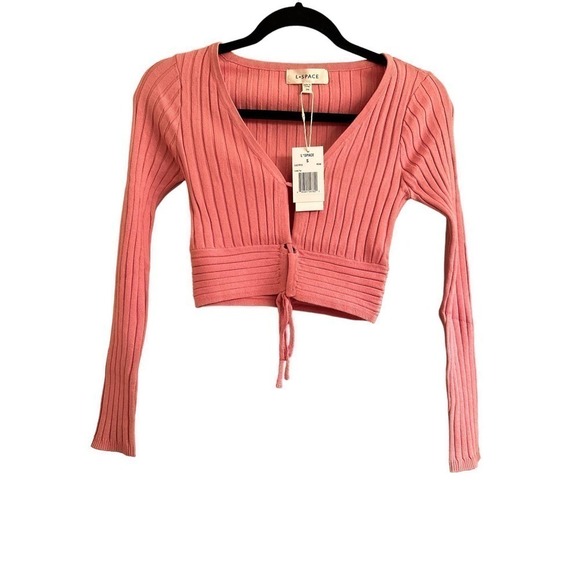 L*Space Lucky Lace Up Sweater Top in Rose - Picture 4 of 6
